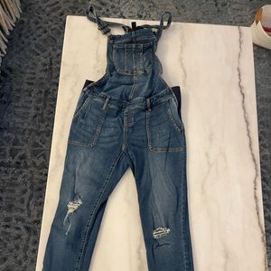 Indigo blue maternity overalls